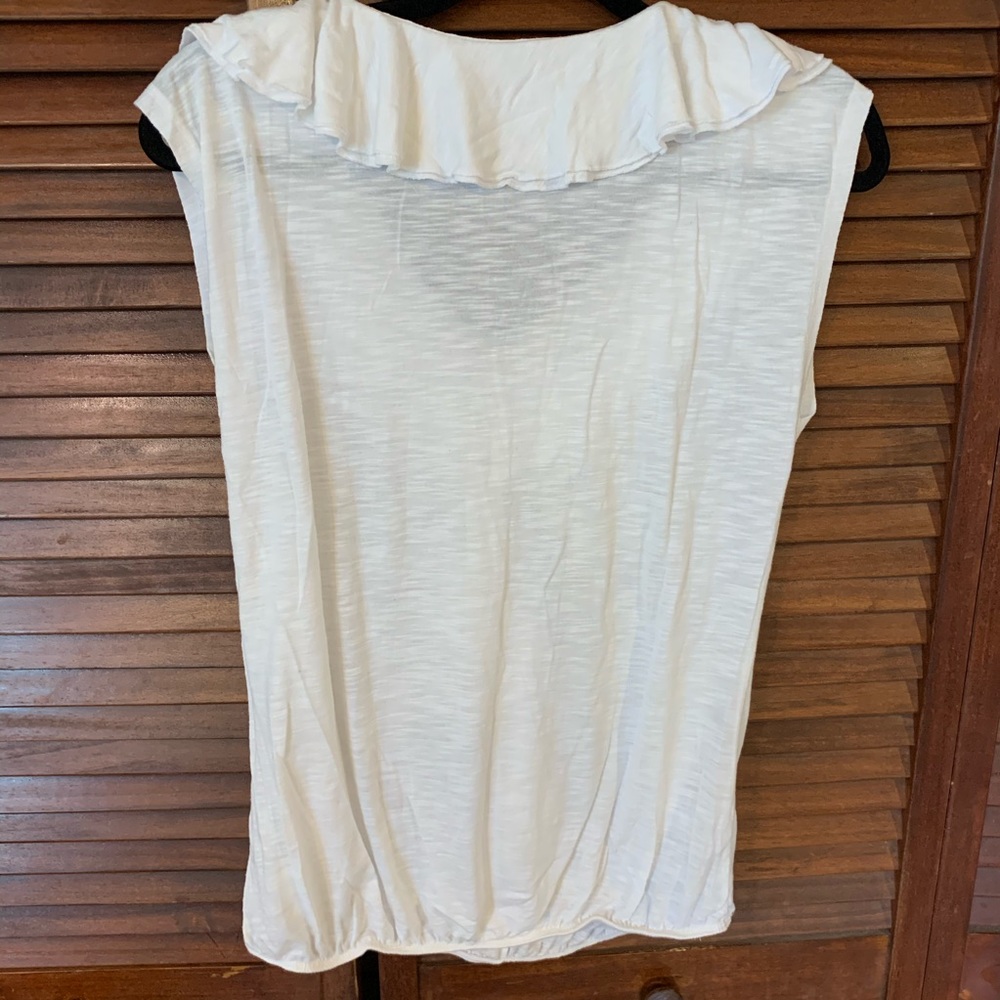 LOFT White Ruffle Sleeveless Top - Picture 4 of 4